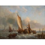 George Willem Opdenhoff (Fulda 1807 - The Hague 1873) The unloading of the ships off the coast of