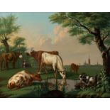 Jan van Gool (The Hague 1685 - 1763) Landscape with cattle near a pond Signed and dated 1761 l.m.
