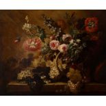 Gaspar Peeter Verbruggen (II) (Antwerp 1664 - 1730) Still life with flowers and grapes in basket on