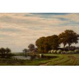 Adrianus van Everdingen (Utrecht 1832 - 1912) Panoramic pasture landscape Signed and dated 1865 l.