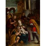 Flemish School (Circa 1600) The Adoration of the Magi Oil on copper, 28.9 x 21.9 cm N.B.: The camel
