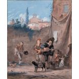 Aert Schouman (Dordrecht 1710 - The Hague 1792) A guitar player and two peasants dancing in a