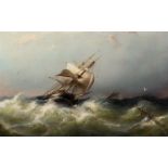 Nicolaas Riegen (Amsterdam 1827 - 1889) Rough sea Signed l.l. Oil on canvas, 51.2 x 80.7 cm 29.60 %