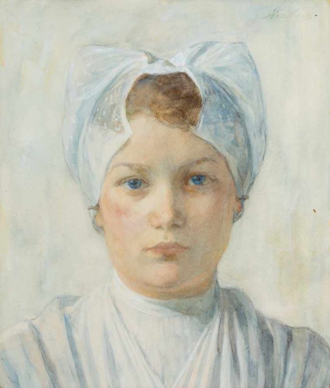 Nicolaas van der Waay (Amsterdam 1855 - 1936) Portrait of an Amsterdam orphan girl Signed u.r.