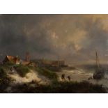 Willem George Wagner (The Hague 1814 - 1855) Sheltering for the storm, Scheveningen Traces of