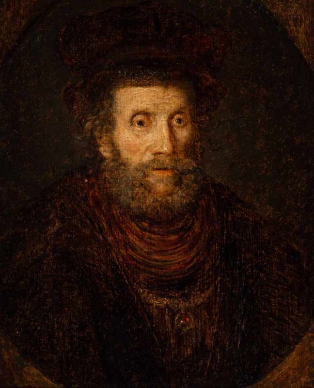 Follower of Rembrandt (17th century) Portrait of an old man wearing a cap Oil on panel, 20.2 x 16.1