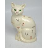 A Beswick seated 'Zodiac' cat with green painted eyes, height 28.5cm.