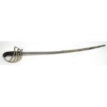 A small sword with pierced knuckle guard and wirework handle, blade unmarked, length of blade 46cm.