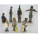 Seven various Norman Underhill Cornish pottery figures, largest depicting a witch, height 28cm,