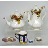 A Royal Albert 'Old Country Roses' coffee pot and matching teapot,