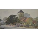 In the manner of ALETHEA GARSTIN; watercolour, village church, signed Alethea Garstin lower-left,