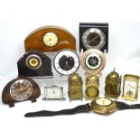 An Edwardian mahogany and inlaid eight-day mantel clock,