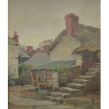 LOUISA MARGARET WATTS (1857-1914); oil on board 'Old Houses at Newlyn', signed lower-right,