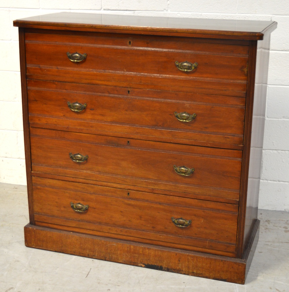 A Victorian mahogany four-drawer chest of drawers raised on plinth base, width 119cm.