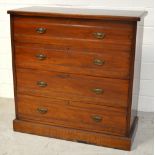 A Victorian mahogany four-drawer chest of drawers raised on plinth base, width 119cm.