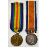 Two WWI medals, the British War Medal and the Allied Victory Medal, both awarded to Private G.H.