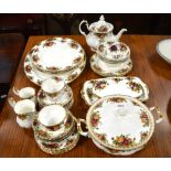 A quantity of Royal Albert 'Old Country Roses' pattern teaware and dinnerware to include jugs,