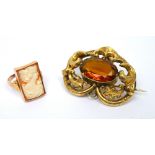 A 9ct gold cameo ring, size N, approx 3.