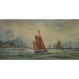 THOMAS MORTIMER (FLOURISHED 1880-1920); watercolour, maritime scene, yachts in full sail in harbour,