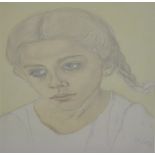SYLVIA BAKER HAY; pencil and wash sketch, portrait of a young girl, signed lower-right, 19 x 24cm,