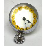 An unusual oversized globular crown wind magnified glass desk clock,