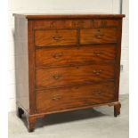 A 19th century mahogany and flamed mahogany two-over-three chest of drawers,