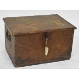 A 19th century pine rectangular simple lidded box with key, width 52cm.