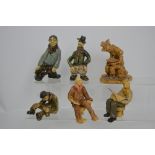 Six Norman Underhill style pottery figures by Judith Dresner, height of largest approx 19cm (6).