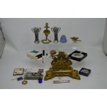 A collectors' lot comprising ornate brass desk stand,