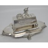 An early 20th century silver plated neo-Egyptian desk stand,