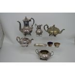 A small quantity of silver plated items to include a four-piece tea service.