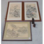 A pair of Oriental painted silk pictures,