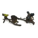 An early 20th century Continental hand painted bronzed figural pen stand and matching wiper,