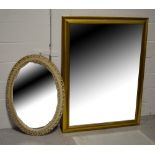 A large contemporary rectangular wall mirror,