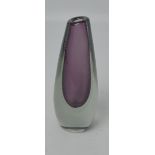 A mid-20th century Notsjo purple art glass vase, signed to base, dated 1953, height 24.5cm.