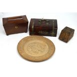 A collectors' lot comprising Russian wooden bread plate, diameter 27cm,