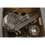 A quantity of silver plated items to include two gallery trays,