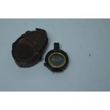 A leather-cased T Cooke & Sons Ltd Verner's Pattern military compass, no16278,