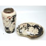 An Oriental style Cobridge stoneware vase, sgraffito decoration of cranes in a landscape,