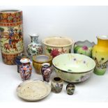 A quantity of Oriental and Oriental style ceramics to include Imari style vases,