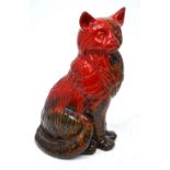 A Royal Doulton veined flambé Persian cat, signed and dated 1996 to the base, signature indistinct,