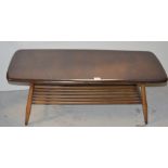 A vintage Ercol Windsor elm coffee table, width 94 x 46 x 36cm.