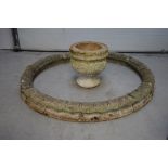 A reconstituted stone garden water feature, diameter approx 200cm.