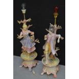 A near pair of reproduction Italian figural lamps, each raised on four outstretched supports,