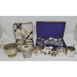 A quantity of silver plated items to include flatware, a twin-handled trophy bowl etc.
