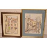 JOHN BOLES; two watercolours, Nice's Old Town, both signed lower-left, largest 24 x 30cm,