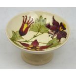 A Moorcroft cream ground fuchsia pattern footed bowl, diameter 18.5cm.