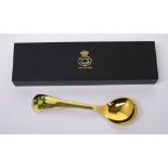 A silver gilt and enamel Georg Jensen year spoon, 1982, length 15cm,