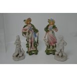 A matched pair of 19th century Continental female figures,