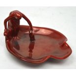 A Zsolnay figural flambé soap dish in the Doulton flambé style, approx height 9cm.